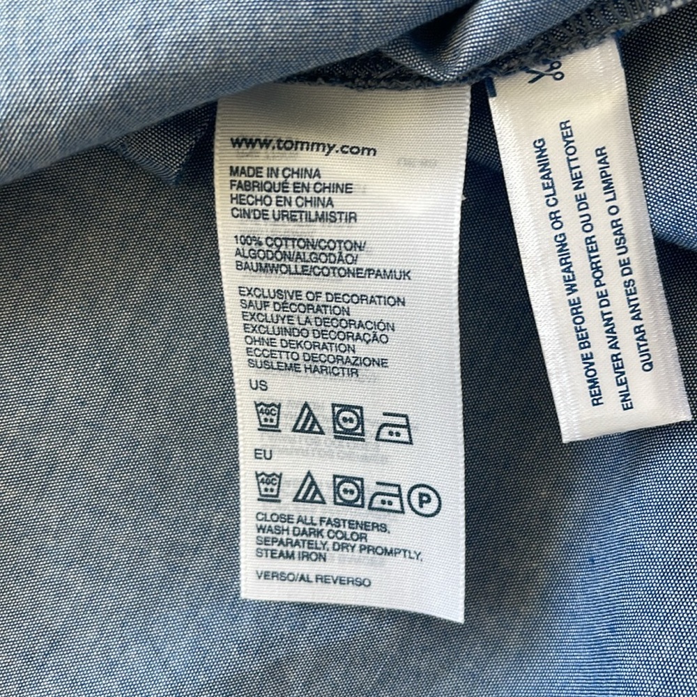 Tommy Hilfiger Chambray Denim Utility Shirtdress Reversible Belt Long Sleeve -S - Picture 14 of 14